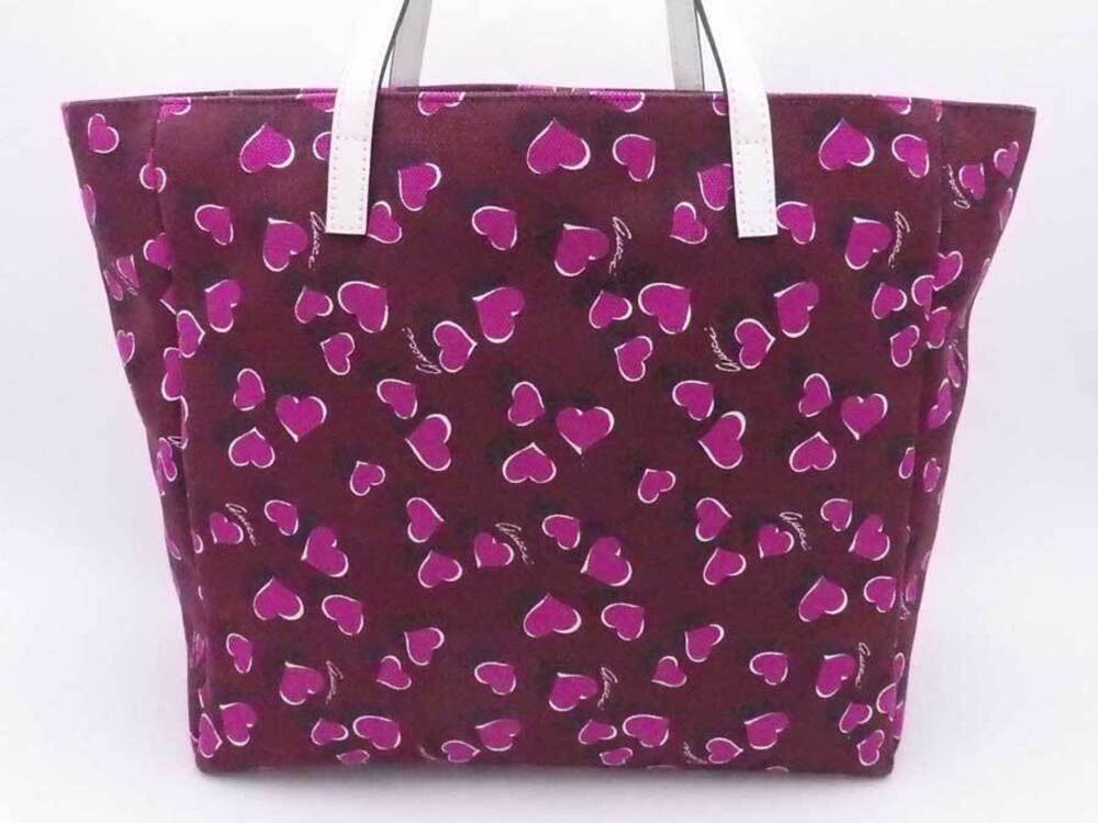 Gucci Leather White Bag Purple Burgundy Tote Canvas Red Handbag Purple Red